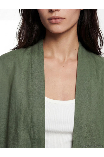 LC Waikiki Πράσινο γυναικείο κιμονό με γιακά σάλι σε μεγάλο μέγεθος