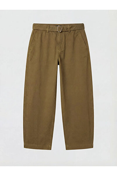 LC Waikiki Χακί γυναικείο τζιν παντελόνι με ζώνη στη μέση και εφαρμογή barrel...