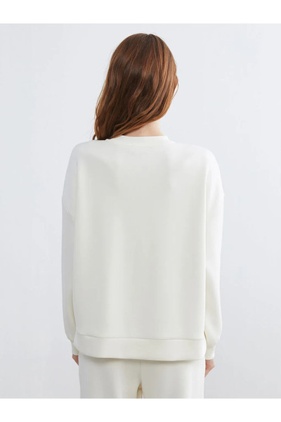 LC Waikiki Κίτρινο γυναικείο φούτερ με λαιμόκοψη ποδηλάτου σε μεγάλο μέγεθος