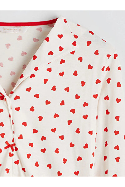 LC Waikiki Πιτζάμα εγκυμοσύνης με στάμπα καρδιάς σε εκρού χρώμα