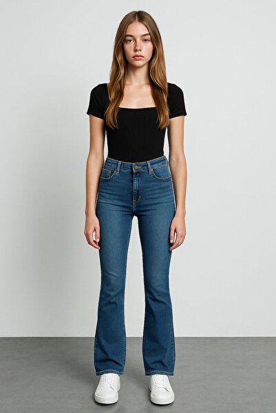 Ltb Fallon Orta Bel Boru Paça Mid Indigo Jean Pantolon