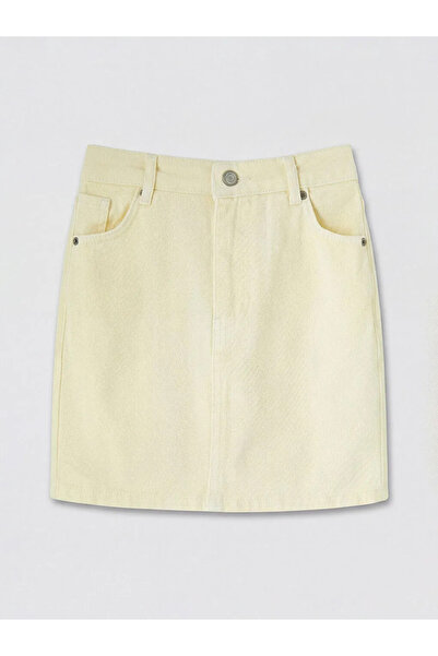 LC Waikiki Κίτρινη Μίνι Τζιν Φούστα Κανονικής Εφαρμογής