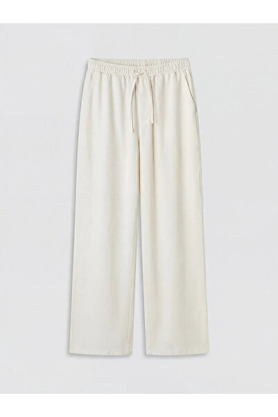 LC Waikiki Γυναικείο παντελόνι με ελαστική μέση σε μπεζ χρώμα