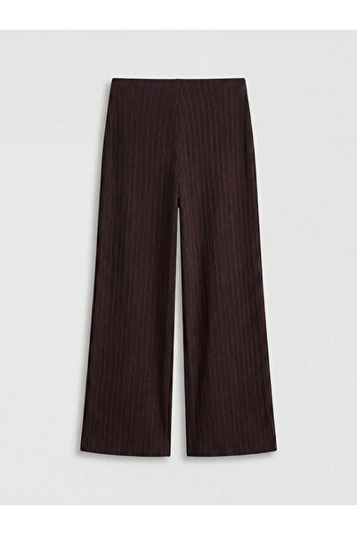 LC Waikiki Γυναικείο παντελόνι μπορντό με ελαστική μέση και ρίγες