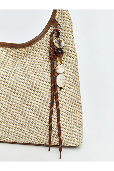 LC Waikiki Γυναικεία τσάντα ώμου σε μπεζ χρώμα με ψάθινη όψη