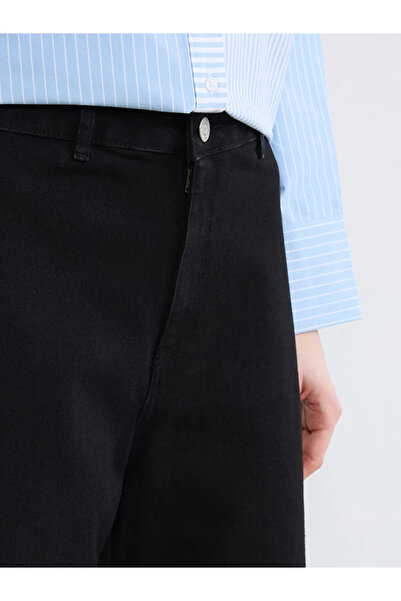 LC Waikiki Μαύρο γυναικείο τζιν παντελόνι με φαρδύ πόδι