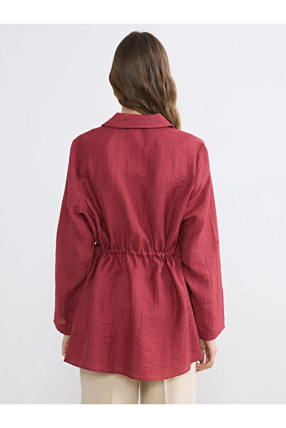 LC Waikiki Γυναικείο πουκάμισο τουνίκ με υφή μπορντό και κορδόνια