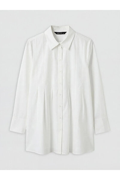 LC Waikiki Λευκό Γυναικείο Πουκάμισο Ποπλίνας Τουνίκ