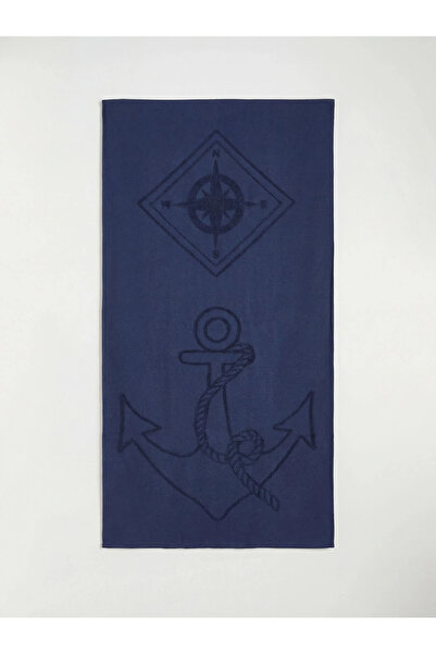 LC Waikiki Ανδρική πετσέτα θαλάσσης με στάμπα Navy Blue Anchor 70x140 εκ.