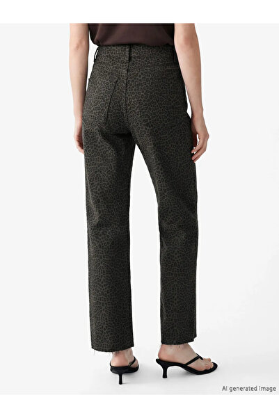 LC Waikiki Καφέ Γυναικείο Τζιν Παντελόνι Λεοπάρ μοτίβο τεμαχίων