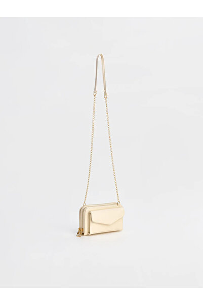 LC Waikiki Γυναικεία τσάντα ώμου σε μπεζ δερμάτινη εμφάνιση