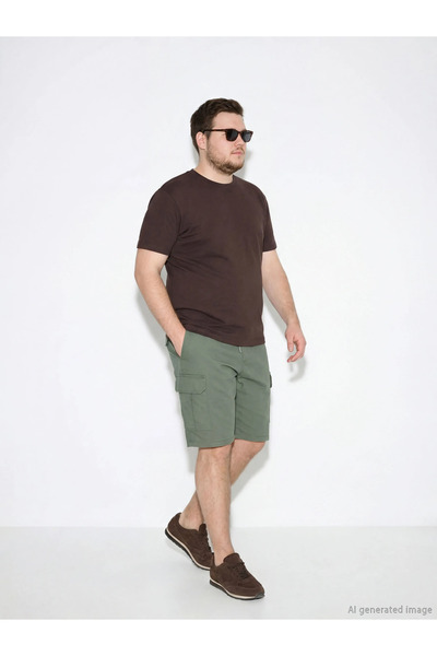 LC Waikiki Khaki Standard Fit Men's Gabardine Cargo Shorts