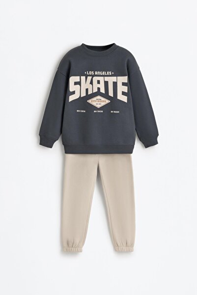 LEFTIES Desenli sweatshirt ve pamuklu pantolon takımı