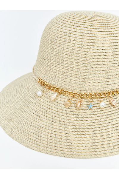 LC Waikiki Γυναικείο ψάθινο καπέλο με μπεζ αξεσουάρ