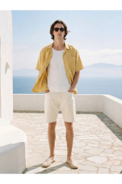 LC Waikiki Κίτρινο ανδρικό τζιν σορτς στάνταρ