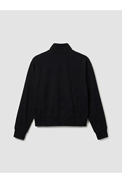 LC Waikiki Μαύρο γυναικείο φούτερ με φερμουάρ από μείγμα Modal