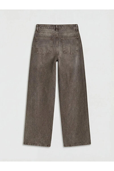 LC Waikiki Καφέ γυναικείο τζιν παντελόνι ίσιας γραμμής