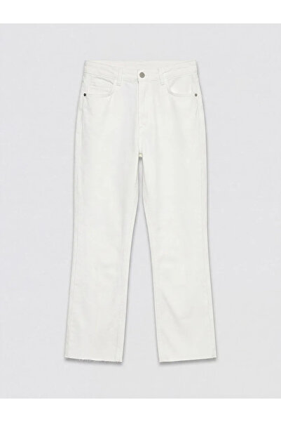 LC Waikiki Λευκό γυναικείο τζιν παντελόνι Crop Flare