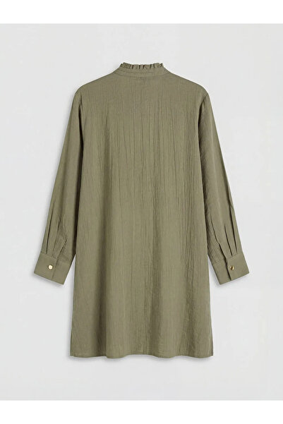 LC Waikiki Γυναικείο πουκάμισο τουνίκ με βολάν και ριμπ γιακά