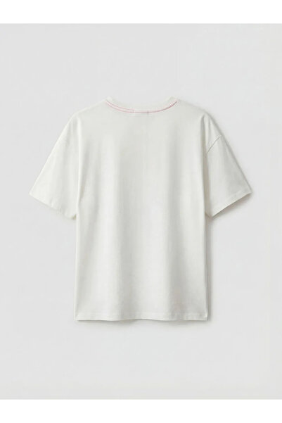 LC Waikiki Γυναικείο μπλουζάκι πιτζάμας με στάμπα Ecru Crew Neck Bear