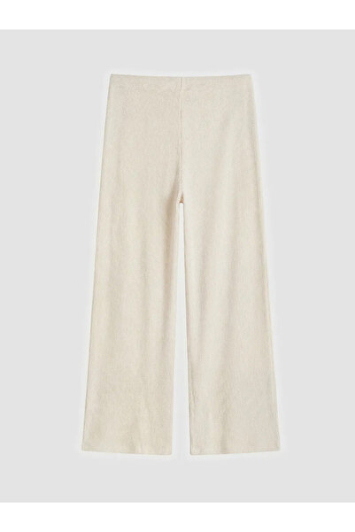 LC Waikiki Μπεζ γυναικείο παντελόνι πιτζάμας με ελαστική μέση και κορδόνια