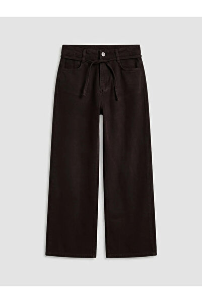 LC Waikiki Καφέ Φαρδύ Παντελόνι Γαμπαρντίνας για Κορίτσια