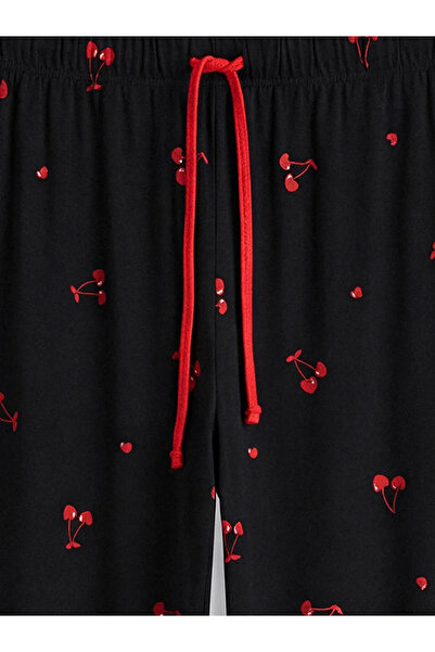 LC Waikiki Γυναικείο παντελόνι πιτζάμας με στάμπα μαύρου κερασιού
