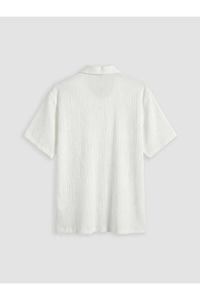 LC Waikiki White Regular Fit Krinkle Men's Shirt