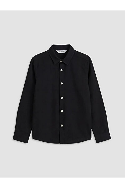 LC Waikiki Μαύρο μακρυμάνικο πουκάμισο Oxford για αγόρια