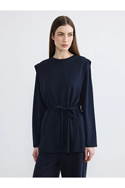 LC Waikiki Γυναικείο φούτερ τουνίκ σε μπλε ναυτικό χρώμα με λαιμόκοψη ποδηλάτ...