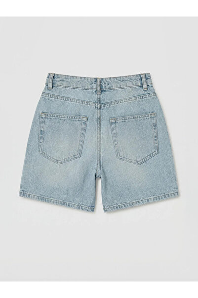 LC Waikiki Μπλε γυναικείο τζιν σορτς κανονικής εφαρμογής