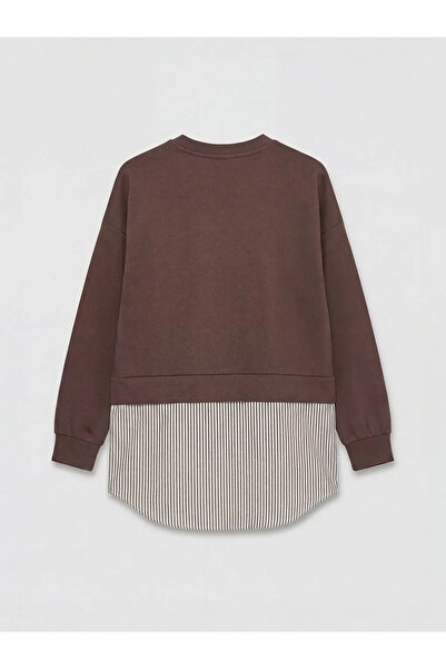 LC Waikiki Καφέ πουκάμισο με λεπτομέρειες Γυναικείο φούτερ τουνίκ