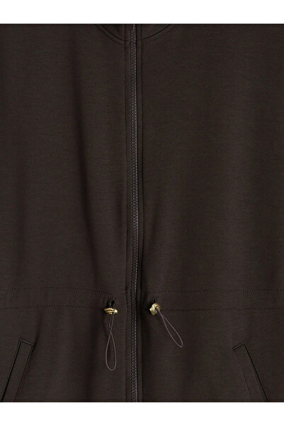 LC Waikiki Καφέ ψηλός λαιμός oversized Γυναίκες Γιλέκο