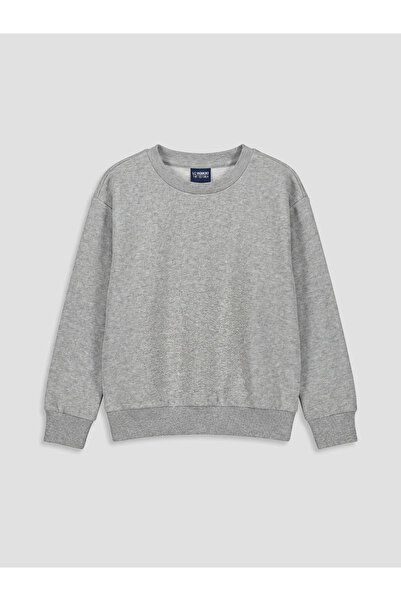 LC Waikiki Gray Crew Neck Long Sleeve Girls' Sweatshirt