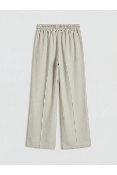 LC Waikiki Γυναικείο παντελόνι με ελαστική μέση σε μπεζ χρώμα