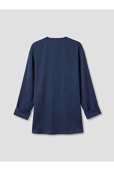 LC Waikiki Γυναικείο κιμονό σε μπλε ναυτικό χρώμα, με διπλό γιακά, ανάμεικτο ...