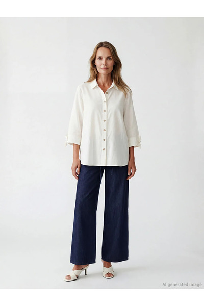 LC Waikiki Λευκό Γυναικείο Πουκάμισο Loose Fit