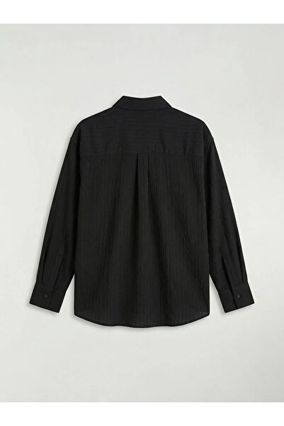 LC Waikiki Μαύρο ριγέ γυναικείο πουκάμισο