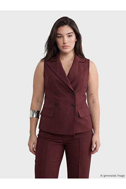 LC Waikiki Γυναικείο κλασικό γιλέκο μπορντό με διπλό γιακά