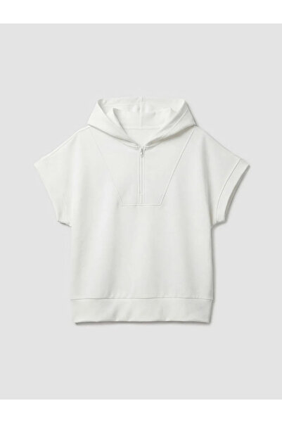 LC Waikiki Λευκό γυναικείο φούτερ με κουκούλα Soft Touch