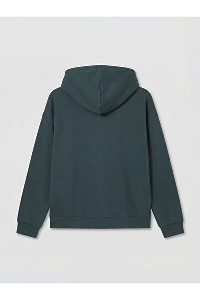 LC Waikiki Πράσινο με κουκούλα oversized Γυναικείο φούτερ με φερμουάρ