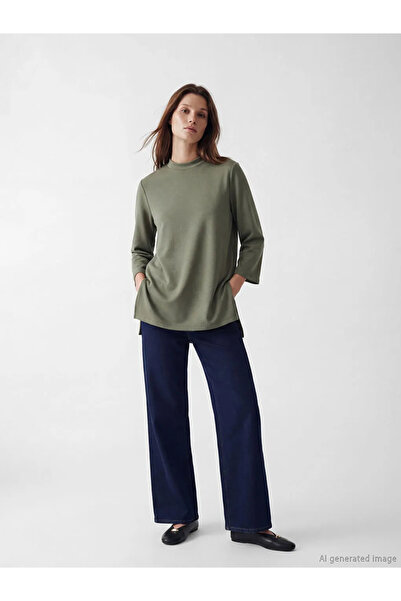 LC Waikiki Πράσινο ψηλός λαιμός Γυναικείο Φούτερ Τούνικ