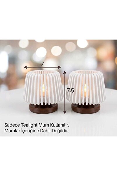 Abundix3Dstudio 2'li Dekoratif Modern Tealight (LED) Mumluk ,Kahve Yanı Sunumluk