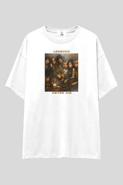 UmbraWear Legends Never Die Bol Kalıp T-Shirt |   Unisex 100% Cotton Rock Mus...