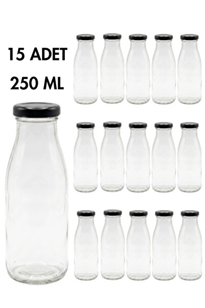 Milea 15 Adet Smoothie Şeffaf Yağdanlık Meşrubat, Limonata Şişesi Sürahi Siya...