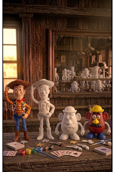 YUBBOX Nostaljik Oyuncak Kahramanları Boyama Seti - Kovboy & Patates Adam Fig...