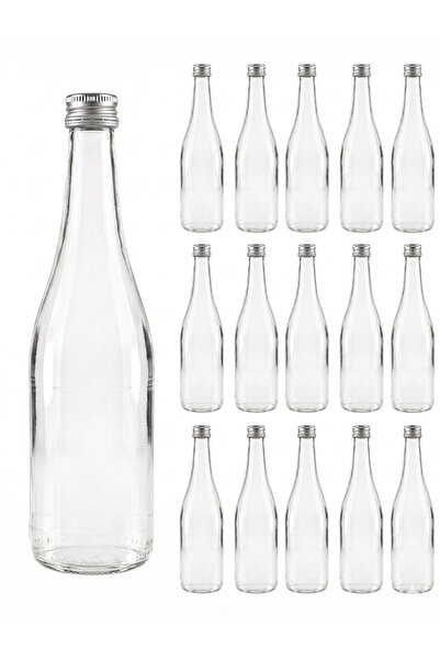 Milea 15 Adet Sızdırmaz Metal Gümüş Kapaklı Şeffaf Cam Süt Ayran Limonata Meş...