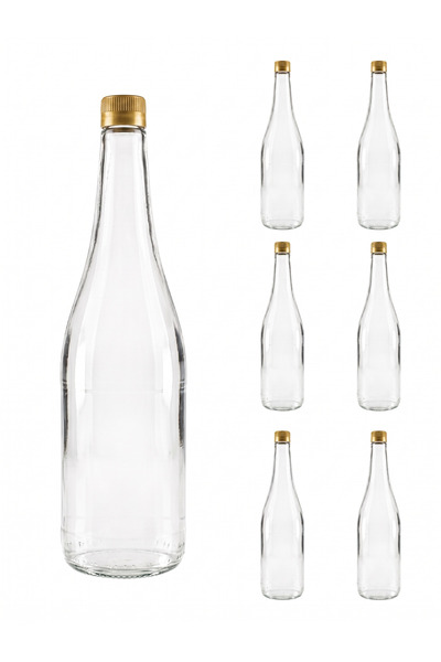 Milea 6 Adet Sızdırmaz Metal Gold Kapaklı Şeffaf Cam Süt Ayran Limonata Meşru...