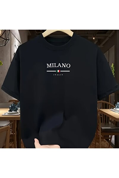 Caddemia %100 saf pamuklu şık gündelik bol İtalyan tarzı Milan harfli baskılı...