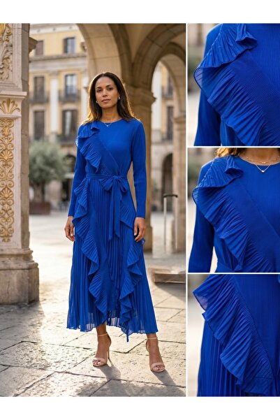 Rabiossa Women's Elegant Flounce Detailed Dress